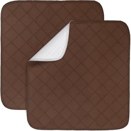 Waterproof Chair Pads for Incontinence 22" x 21", 2 Pack Non Slip Absorbent Wheelchair Reusable Seat Protector, Washable Seat Covers for Chairs, Brown - color: Brown, size: 22x21 Inch