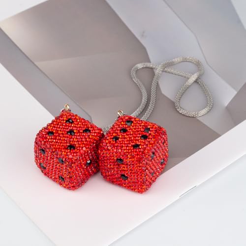 Bling Diamond Dice Car Hanging Accessories – Crystal Rear View Mirror Ornament, Sparkly Car Decor, Lucky car Accessories All Models