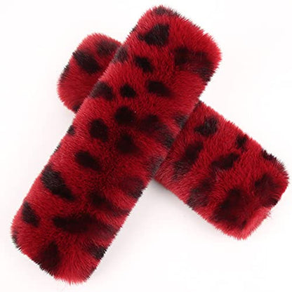 Pinbola 5pcs in 1 Set Faux Wool Steering Wheel Cover Soft Fluffy Handbrake Cover & Gear Shift Cover & 2pcs Seat Belt Shoulder Pads Warm Universal Fit for 15 Inch (L-Wine Red) - color: L-Wine Red