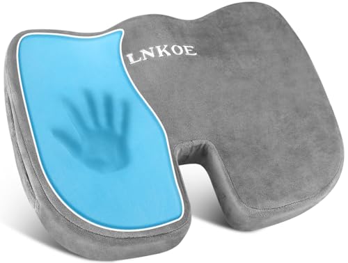 Gel Memory Foam Layer Wheelchair Cushion - Wheelchair Office Chair, Kitchen Chair, Car Seat - Pressure Pain and Tailbone Pain Relief - High Density Foam Base (Grey)