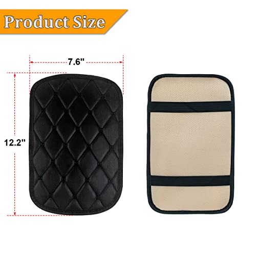 Auto Center Console Pad, PU Leather Car Center Console Box Cushion, Non Slip Soft Armrest Seat Box Cover, Waterproof Vehicle Armrest Protector, Car Accessories for SUV, Car (Rhombic Lattice Black) - color: Rhombic Lattice Black