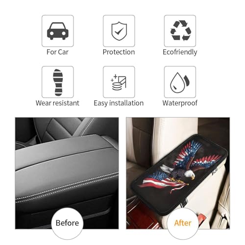 Universal Car Center Console Cushion Pad, Eagle Flag Soft Waterproof Car Center Console Cover Auto Armrest Seat Box Cover Protector for Most Vehicle SUV Truck Car - color: Eagle Flag