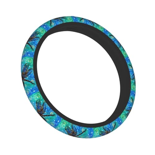 Butterflies and Dragonflies Steering Wheel Cover,Warm in Winter and Cool in Summer,15 in Universal Accessory for Diverse Car Fashion Elastic Breathable Silicone Anti-Slip Decor Cover for Men Women - color: Butterflies And Dragonflies