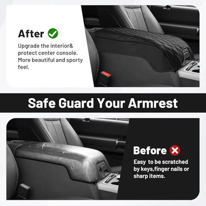 Autorder Center Console Cover for 2011-2016 Ford F250/F350/F450/F550 Accessories Armrest Cushion Cover Leather Middle Console Covers Anti-Scratch Armrest Pad for Pet (Bucket Seat Only) - size: 2011-2016 Ford F250