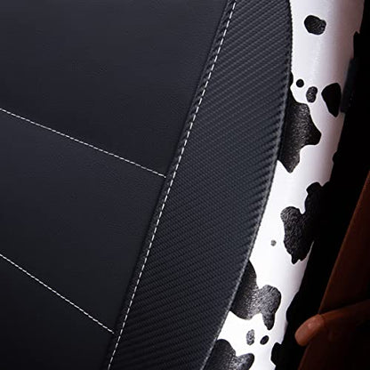 Flying Banner car seat Covers Protects Water Proof Faux Leather Carbon Fiber Fronts Cow Black - color: Cow Black, size: Front Pair -- 2PCS
