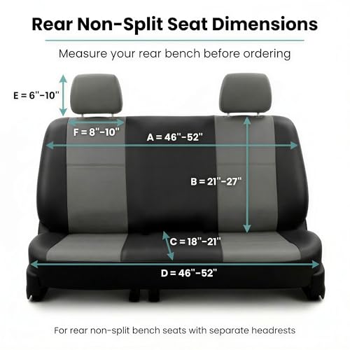 FH Group Car Seat Covers Classic PU Leather Split Bench Car Seat Cover – Universal Fit for Cars Trucks & SUVs (Black/Gray) - color: Gray Black, size: Rear Set