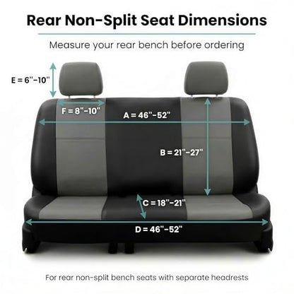 FH Group Car Seat Covers Classic PU Leather Split Bench Car Seat Cover – Universal Fit for Cars Trucks & SUVs (Black/Gray) - color: Gray Black, size: Rear Set
