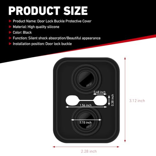 4 PCS Car Door Strike Protector, Upgraded Silicone Car Door Latch Covers, Self-adhesive Shock-absorbing Door Protection Cover, Universal for Most Cars (Black)