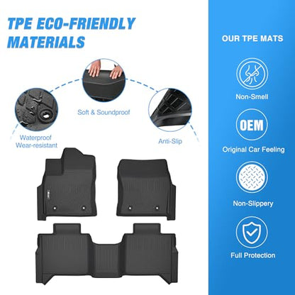 Nilight TPE Floor Mats for Toyota Tundra CrewMax Cab Only 2022 2023 2024 2025 2026 All Weather Custom Fit Heavy Duty Floor Liners - size: 2022-2026 Toyota Tundra|CrewMax Cab