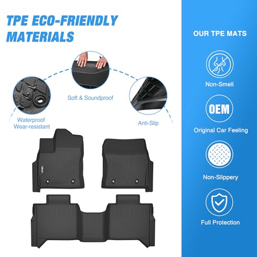 Nilight TPE Floor Mats for Toyota Tundra CrewMax Cab Only 2022 2023 2024 2025 2026 All Weather Custom Fit Heavy Duty Floor Liners - size: 2022-2026 Toyota Tundra|CrewMax Cab