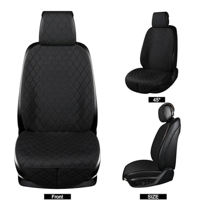 ENOGE Linen Car Seat Cover, Front Car Seat Covers, Driver Seat Protector with Soft & Breathable Cloth Fabric for All Seasons Universal Fits Most Automotive, Van, SUV, Truck (Black, 1 Front) - color: Linen-Black-3