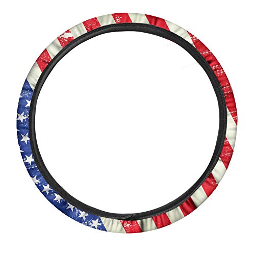 GLENLCWE American Flag Auto Steering Wheel Cover Non-Slip Universal for 15 inch - color: American Flag