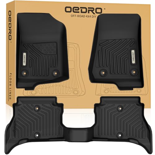 OEDRO Floor Mats Fit for 2021-2026 Jeep Wrangler 4XE Hybrid 4-Door (Not for Gas & 2-Door), Plug-in Hybrid EV-Gas (PHEV) TPE All Weather Car Liners Custom Fit Wrangler 4xe Accessories, 1st and 2nd Row - style: 2021-2026 Wrangler