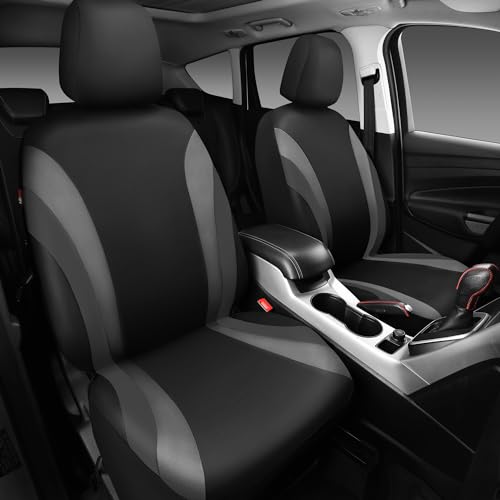 CAR PASS Line Rider Sporty Front Seat Covers,Gray Car Seat Covers Two Front Seats Only, Airbag Compatible,Universal Fit Sedans,Cars,Vans,SUV,Truck(Black and Gray)