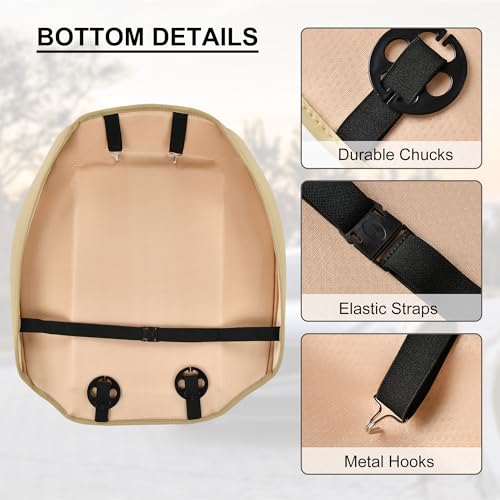BWTJF 2 Pack Front Car Seat Bottom Covers, Universal Auto Seat Cushions, Nappa Leather Full Wrapping Edge Compatible with Most of Vehicles - SUVs/Sedans/Pickup Trucks, Beige - color: Beige, size: StyleB-Lozenge