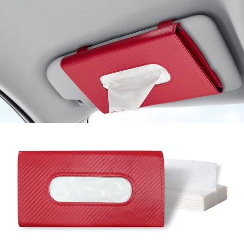 ASUBHA Car Tissue Holder, Sun Visor Organizer, Rectangular Sun Visor Napkin, Visor Accessories Car Napkin Holder Universal for Cars, SUVs, Trucks (red) - color: Red