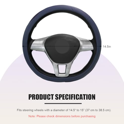 Car Steering Wheel Cover, Leather Breathable Ice Silk Auto Wheel Wrap with Anti-Slip Lining, Scratch-Resistant Elastic Protector Fit for 14.5-15 Inch Steering Wheels (Blue) - color: Blue