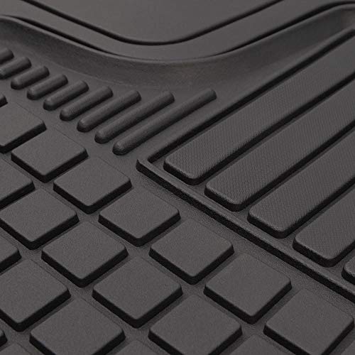 Motor Trend 3-Piece FlexGrid Rubber Floor Mats Pre-Trimmed for Honda CR-V Toyota RAV4 Ford Escape, Trim-to-Fit Heavy Duty Weatherproof Waterproof Square Grid Deep Dish Ridges Protection Front Rear