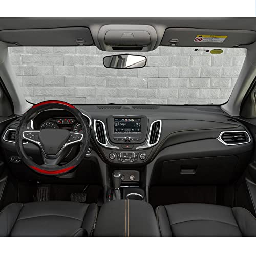 GIANT PANDA Steering Wheel Cover for Chevy Silverado - Car Steering Wheel Cover for Chevrolet Colorado Tahoe - Red - color: A-Black+Red