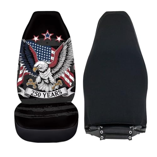 INSTANTARTS 250 Years Car Seat Covers Two Front Seats Only High Back Seat Protector Soft Auto Interior Accessories Compatible with Most Cars,SUV - color: 250 Years Patriotic Eagle