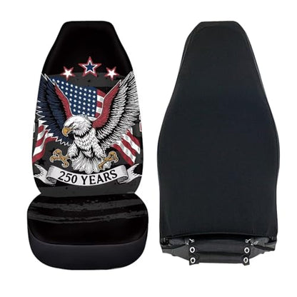 INSTANTARTS 250 Years Car Seat Covers Two Front Seats Only High Back Seat Protector Soft Auto Interior Accessories Compatible with Most Cars,SUV - color: 250 Years Patriotic Eagle