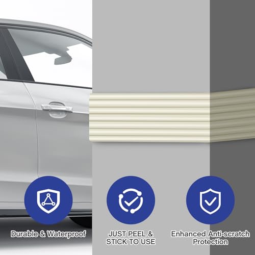 Garage Wall Protector Roll, 10ft x 3.15in Long Trimmable Self-Adhesive Rubber Strip, Customizable Car Door Bumper Guard for Concrete Walls Warehouse Doors, Anti-Scratch Waterproof (Beige)