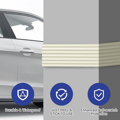 Garage Wall Protector Roll, 10ft x 3.15in Long Trimmable Self-Adhesive Rubber Strip, Customizable Car Door Bumper Guard for Concrete Walls Warehouse Doors, Anti-Scratch Waterproof (Beige)