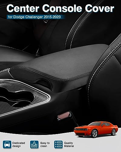 FIILINES Center Console Cover for Dodge Challenger 2015-2023 Center Console Armrest Cover Challenger Interior Accessories Armrest Cover Center Console Pad Anti-Scratch Black - size: For Dodge Challenger 2015-2023