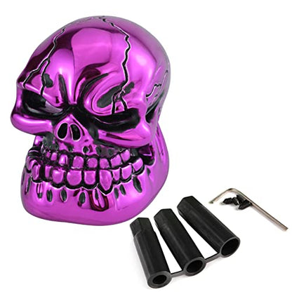 Skull Head Gear Stick Shift Shifter Knob Lever Cover Fit Most Manual Transmission Vehicles, Purple - color: Purple