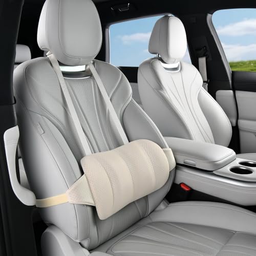 KAYI Lumbar Support Pillow for Car, Memory Foam Lumbar Pillow with Adjustable Straps, Lumbar Support Pillow for Office Chair, Back Support for Car, Sitting, Driving, Traveling (1, Beige) - color: Beige