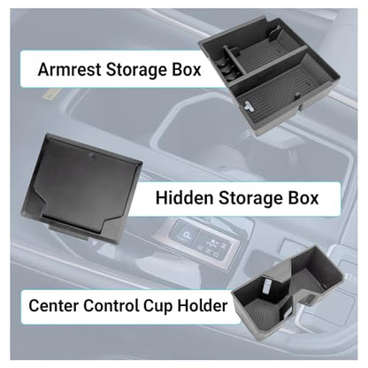 Center Console Organizer Compatible with 2025-2026 Toyota 4Runner (6th Gen) Interior Accessories, Cup Holder, Armrest Organizer Tray and Hidden Storage Box - size: Center Console Organizer 3PC
