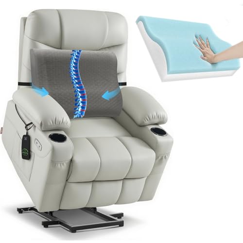 Lumbar Support Pillow for Recliner Chair,Gel Memory Foam Back Cushion for Comfort Support,Ergonomic Backrest for Pain Relief,Reading,Great for Office Chair/Accent Chair,Washable Cover (Grey) - color: Grey