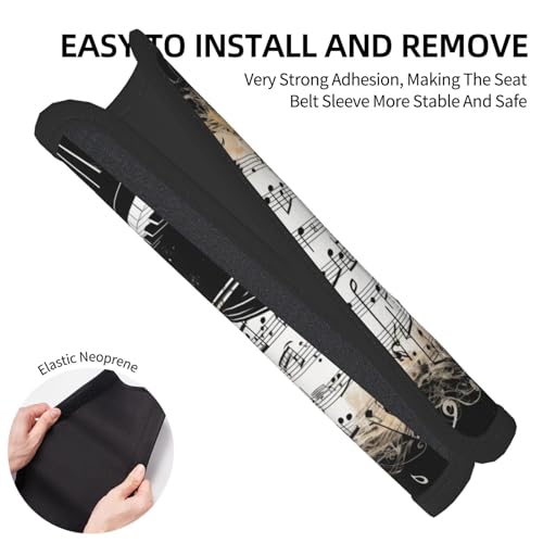 Seat Belt Cover Pads Vintage Music Notes Piano Car Seat Belt Covers for Women Men Adults Kids Soft Comfortable Auto Seatbelt Cushion Shoulder Strap Pad Handle Wraps, 1 Pair - color: Vintage Music Notes Piano