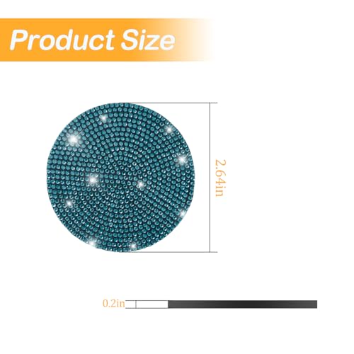 Bling Car Cup Holder Coaster, 2 Pack Crystal Rhinestone Anti-Slip Insert Coasters, Universal 2.75 Inch Fashion Automotive Cup Mat, Car Interior Accessories Decor Gifts for Women (Blue)