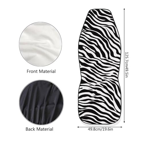 Black-White Zebra Print Car Seat Covers 2pcs Universal Fit Front Car Interior Seat Protectors Polyester Fabric - color: Black-white Zebra