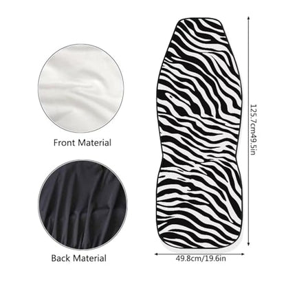 Black-White Zebra Print Car Seat Covers 2pcs Universal Fit Front Car Interior Seat Protectors Polyester Fabric - color: Black-white Zebra