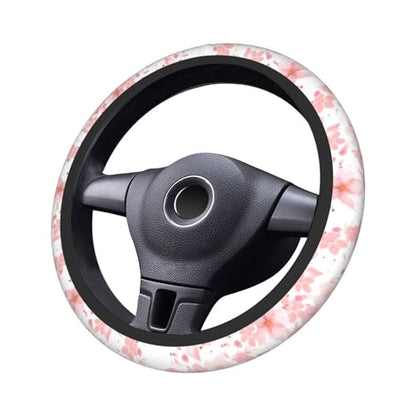 Pink Cherry Blossom Steering Wheel Cover - Beautiful Bsakura Steering Wheel Car Accessories Universal 15 Inch Cute Steering Wheel Cover Girls Women Men Anti Slip Breathable Wheel Cover Protector - color: Pink Cherry