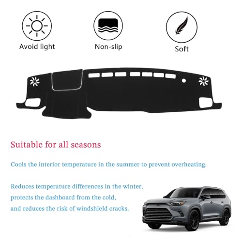 Dashboard Cover Suitable for Toyota Highlander 2020-2025 (L, LE, XLE, XSE, Limited, Platinum) Car Dashboard Cover Sun Visor Mat Non-Slip Polyester Dashboard Accessories - size: 2020-2025 For Toyota Highlander