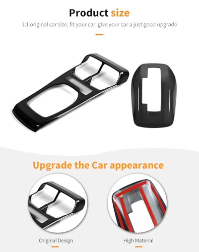 Hoolcar 2PCS Center Console Gear Shift Panel Cover Trim Kit Interior Accessories for Chevy Camaro 2010-2015, Black - color: Black