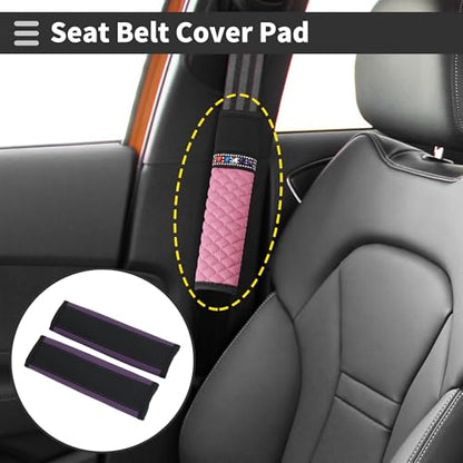 Black Purple Seat Belt Cover Pad Faux Leather 24cm Seatbelt Strap Cushion Shoulder Padding 2 Pcs - color: Black,Purple