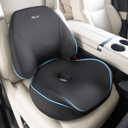 Lumbar Support Pillow and Car Seat Cushion, Ergonomic Back Support Pillow and Seat Chair Cushion for Office Chair Memory Foam Lumbar Support and Car Seat Cushion for Car Seat Driver - Black - color: B-cushion&lumbar Pillow-black