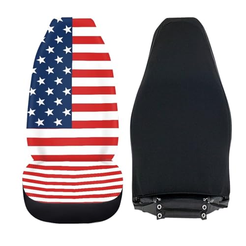 INSTANTARTS American Flag Car Seat Covers 2 Piece – Polyester Front Bucket Seat Protector, Universal Fit for Most Cars SUVs Trucks, Patriotic Style - color: American Flag