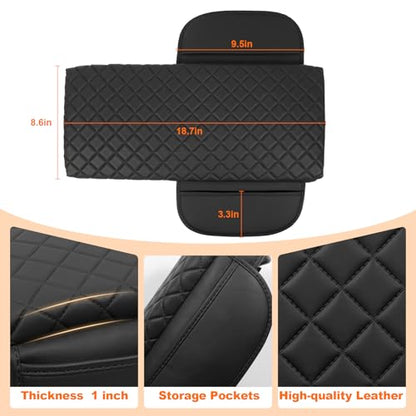 Center Console Armrest Cover for Toyota Camry 2025 2026 Accessories Arm Rest Pad Console Cushion Lid Middle Console Protector Black Leather with Pockets