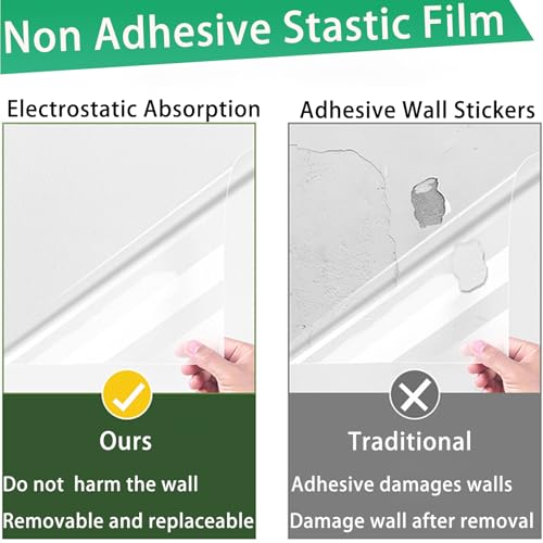 Clear Wall Protector Contact Paper Electrostatic Absorption Wall Protective Film Removable Self-Adhesive Transparent Static Cling Sticker, Waterproof Wallpaper for Furniture Doors from Pets Scratche
