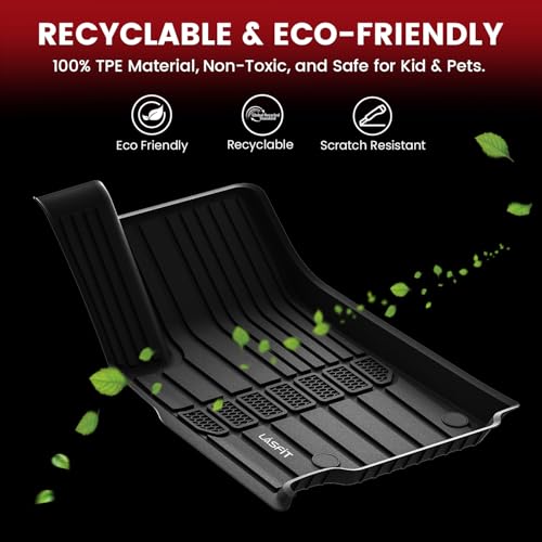 LASFIT Floor Mats for Jeep Grand Cherokee L 2021-2025 2026 (ONLY for 6-Passengers Without Center Console) All Weather TPE Custom Fit Car Mats Floor Liners 1st & 2nd & 3th Row, Black - style: Grand Cherokee L 6-Seat 2021-2026 Floor Mats