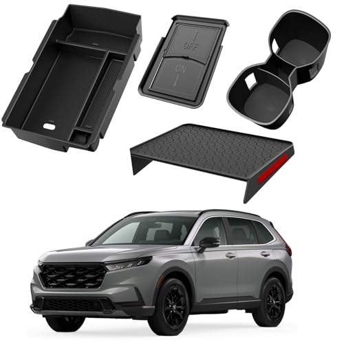 4PCS Center Console Organizer Compatible with Honda CRV 2023 2024 2025 2026 Accessories CR-V Hybrid Armrest Organizer Tray Hidden Storage Box Cup Holder - size: 2023-2026 CR-V (4pcs)