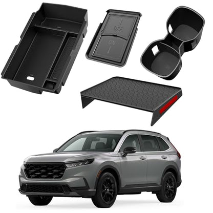 4PCS Center Console Organizer Compatible with Honda CRV 2023 2024 2025 2026 Accessories CR-V Hybrid Armrest Organizer Tray Hidden Storage Box Cup Holder - size: 2023-2026 CR-V (4pcs)