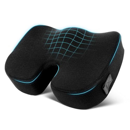 Seat Cushion for Chair - Memory Foam Coccyx Pillow with Non-Slip Bottom, U-Shape for Tailbone & Sciatica Pain Relief. Orthopedic Cushions for Office Chair, Car, Wheelchair (Office, Driving,Home)