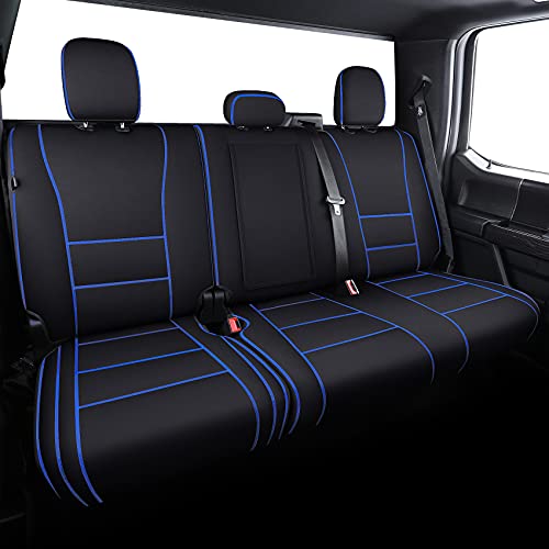 Coverado Car Seat Cover Full Set with Waterproof Neoprene, F150 Seat Covers for Trucks, Seat Protector Compatible with 2015-2025 Ford F150 Crew Cab & 2017-2025 F250 F350 F450, Black & Blue - color: Blue
