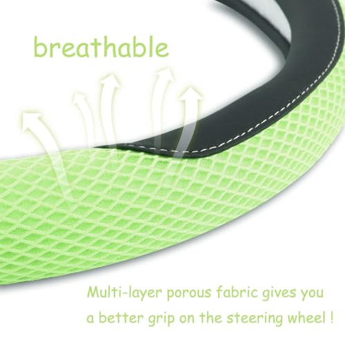Cxtiy Premium Ice Silk Steering Wheel Cover - Soft, Breathable, and Anti-Slip for Ultimate Comfort and Style Universal Fit Most of Cars SUV Auto Vehicle (C-Green) - color: C-green
